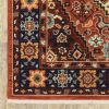 6' Blue And Red Wool Handmade Runner Rug
