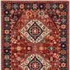 5' X 8' Red And Blue Oriental Area Rug