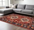 8' X 11' Red And Blue Oriental Area Rug