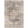 5' X 8' Gray And Blue Medallion Distressed Area Rug