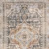 5' X 8' Gray And Blue Medallion Distressed Area Rug
