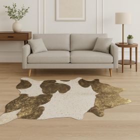 6' X 7' Gold And White Cowhide Area Rug