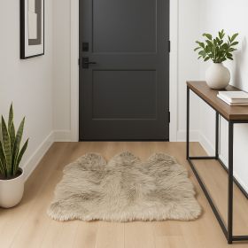 3' X 5' Taupe Natural Sheepskin Area Rug