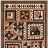 4' X 6' Brown And Red Ikat Patchwork Area Rug