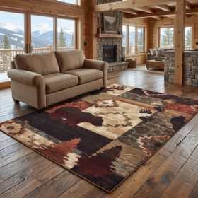 8' X 10' Rustic Brown Animal Lodge Area Rug