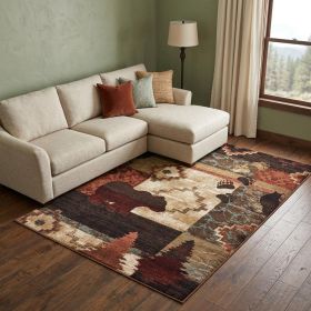 10' X 13' Rustic Brown Animal Lodge Area Rug