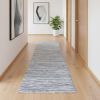 13' Blue And Ivory Southwestern Runner Rug