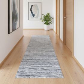 13' Blue And Ivory Southwestern Runner Rug