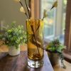 11" Amber And Clear Cylinder Lead Free Crystal Table Vase