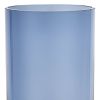 11" Blue And Clear Cylinder Crystal Glass Table Vase