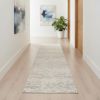 10' Ivory And Gray Ikat Runner Rug