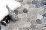 2' X 13' Navy Blue Cobblestone Pattern Runner Rug