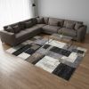 7' X 9' Gray Black and Brown Abstract Geometric Area Rug