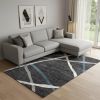 8' X 11' Distressed Black And Gray Abstract Area Rug