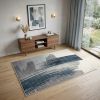 4' X 6' Blue and White Abstract Shag Power Loom Area Rug
