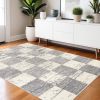 4' X 6' White And Gray Checkered Area Rug