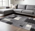 8' X 11' Gray Distressed Geometric Area Rug