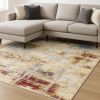 7' X 10' Abstract Beige And Gold Modern Area Rug