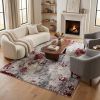 6' X 9' Gray And Red Abstract Area Rug