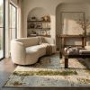 8' X 10' Green and Ivory Abstract Distressed Area Rug