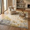 5' X 7' Gold And Gray Abstract Distressed Area Rug