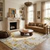 5' X 7' Gold And Gray Abstract Distressed Area Rug