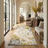 13' Gray And Gold Abstract Shag Runner Rug