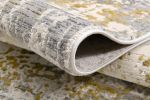 13' Gray And Gold Abstract Shag Runner Rug