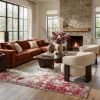 8' X 10' Red And Gray Abstract Shag Area Rug