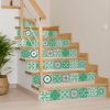 8" x 8" Green And White Vinyl Peel And Stick Removable Tiles