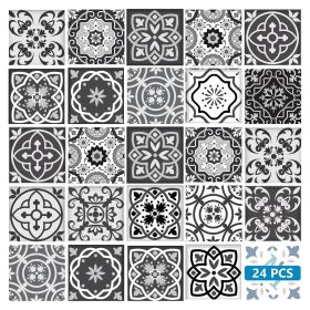 5" X 5" Shades Of Black Mosaic Peel And Stick Removable Tiles