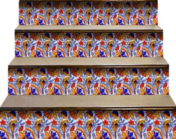 8" x 8" Blue And Red Peel And Stick Removable Tiles