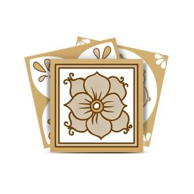 5" X 5" Vintage Brown And White Peel And Stick Removable Tiles