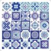 5" X 5" Vintage Turq Blue And White Peel And Stick Removable Tiles