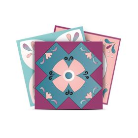 8" x 8" Purple And White Vinyl Peel And Stick Removable Tiles