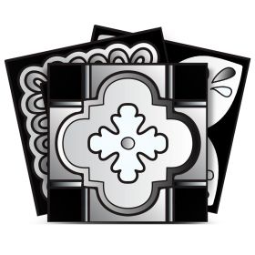 5" X 5" Black White And Gray Mosaic Peel And Stick Removable Tiles