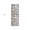 2' X 15' Gray And Ivory Abstract Runner Rug