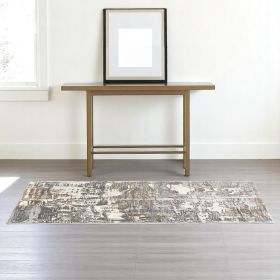 4' X 6' Beige And Gray Distressed Area Rug