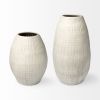 21" White Striped Ceramic Cylinder Floor Vase