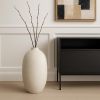 32" White Cylinder Ceramic Floor Vase