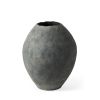 23" Gray Oval Distressed Ceramic Floor Vase