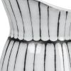 13" Black And White Ceramic Cylinder Jug Vase With Sculptural Details