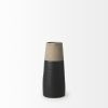 10" Black And Natural Color Block Cylinder Ceramic Jug Vase