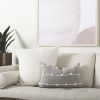 Dark Blue And Beige Lumbar Accent Pillow Cover