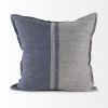 20" Blue And Gray Striped Linen Throw Pillow Cover
