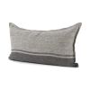14" X 26" Dark Gray And Light Gray Striped Linen Lumbar Throw Pillow Cover