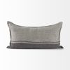14" X 26" Dark Gray And Light Gray Striped Linen Lumbar Throw Pillow Cover