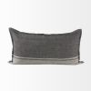 14" X 26" Dark Gray And Light Gray Striped Linen Lumbar Throw Pillow Cover