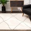 7' X 9' Ivory Modern Uneven Lattice Area Rug