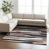 8' X 11' Gray And Black Strokes Area Rug
